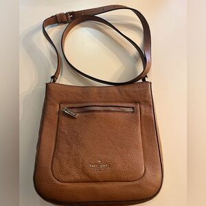 Kate spade brown leather crossbody bag with gold detail and leather  strap